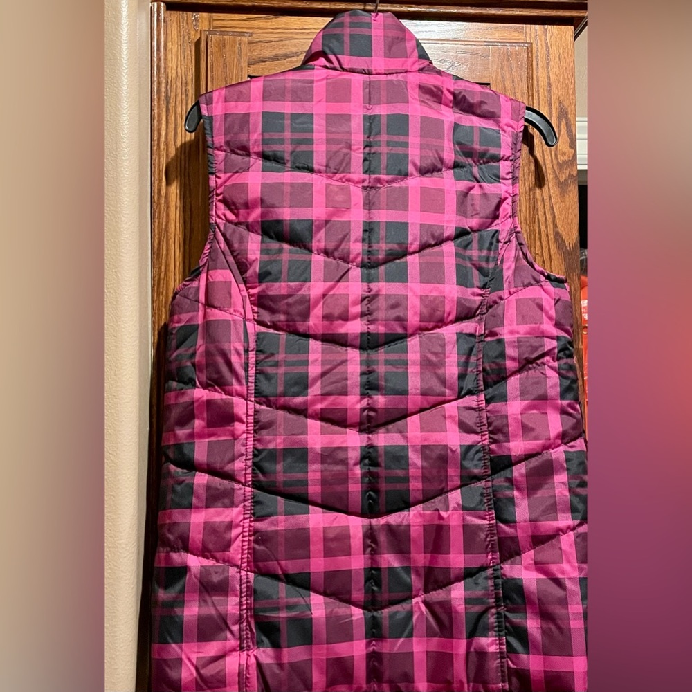 🖤 KIM ROGERS Women’s pockets quilted Puffer full zip plaid Vest Fuchsia Black M - Picture 11 of 14